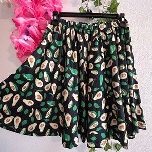 Avocado Print Black Skirt